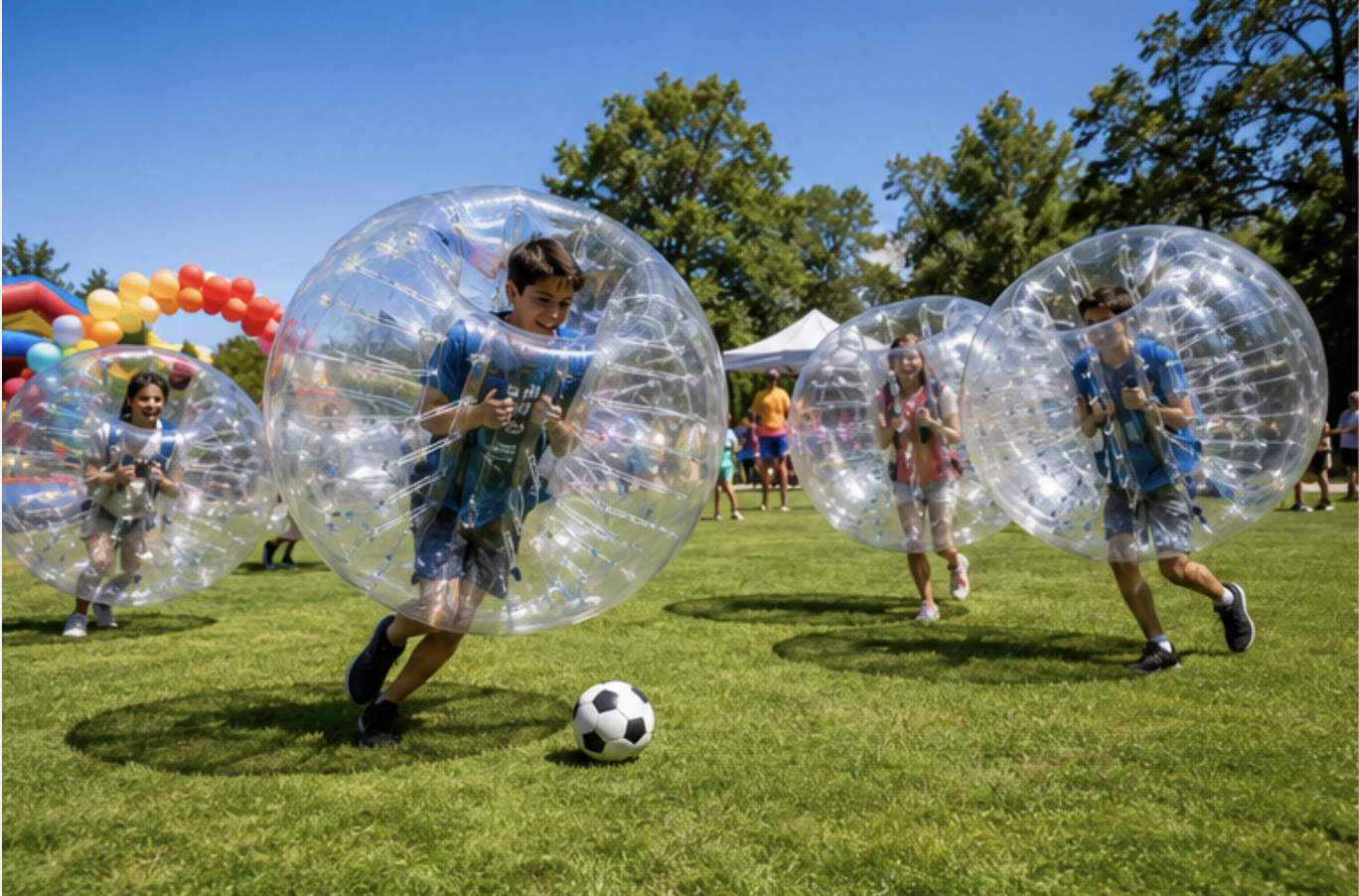 Bubble soccer action shot