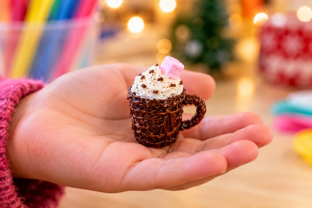 Hot Cocoa Mug Charm made with a 3D pen