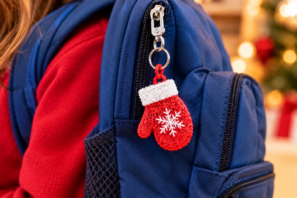 Mitten Keychain made with a 3D pen