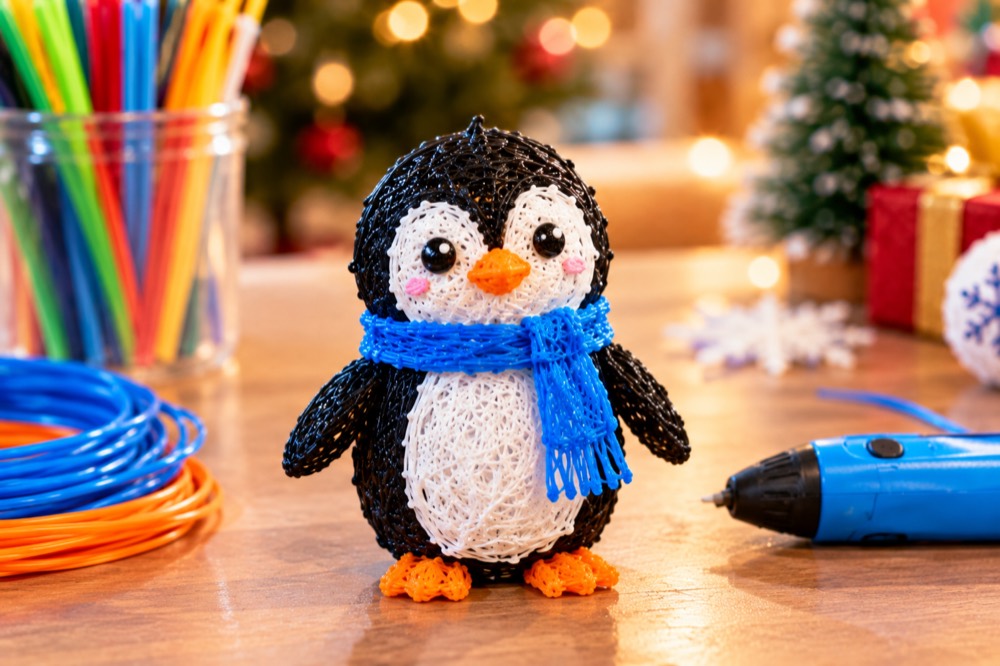 Penguin Charm made with a 3D pen