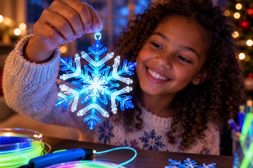 Glowing Snowflake made with a 3D pen